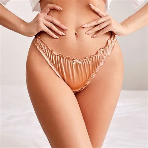 Charlotte Ruffle G String Champagne Las Lingerie