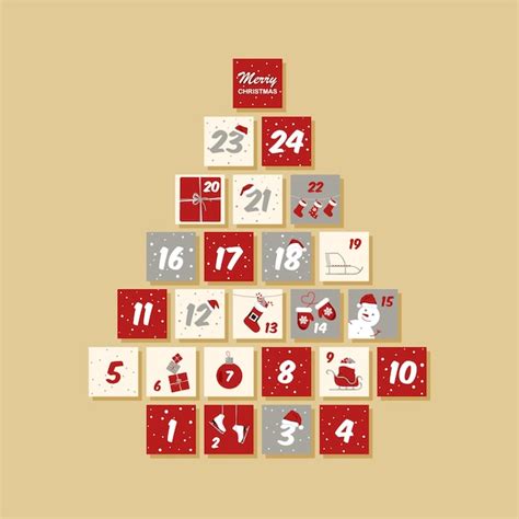 Premium Vector Vector Christmas Advent Calendar Winter New Year