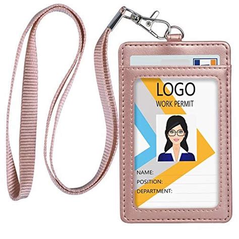 Teskyer Vertical Pu Leather Id Badge Holder With 1 Clear Id Window & 1 ...