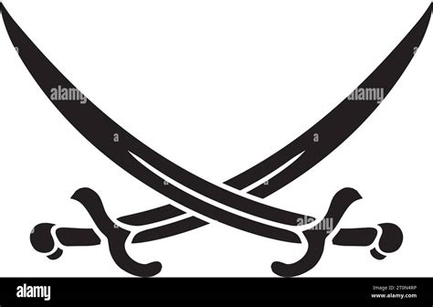 Crossed Twin Pirate Cutlass Swords Black And White Vector Isolated On