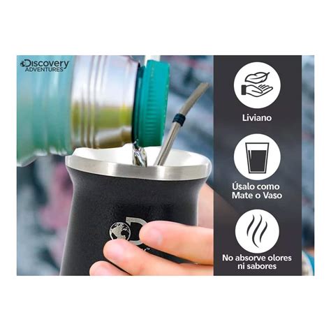 Mate Termico Vaso Discovery Ml Color Negro Acero Inoxidable La