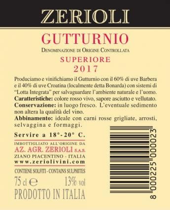 Gutturnio Superiore Doc Still Wine Zerioli Zerioli Red Wines Doc