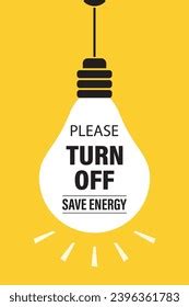 Please Turn Off Electricity Save Energy Stock Vector Royalty Free