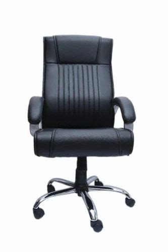 Leather High Back Black Revolving Boss Office Chair Fixed Arm At Rs