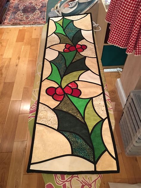 Pin By Diane Eckley On Stained Glass Table Runner Pattern Christmas Table Runner Quilted