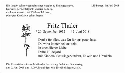 Traueranzeigen Von Fritz Thaler Stuttgart Gedenkt De