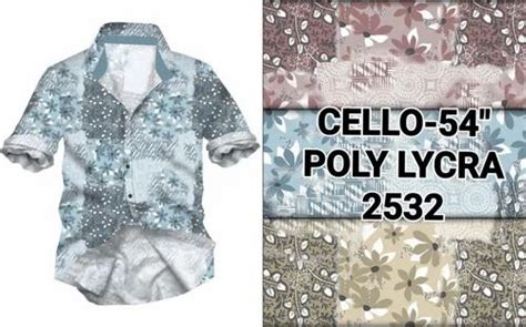 Cello Printed Poly Lycra Shirting Fabric Print Floral Color