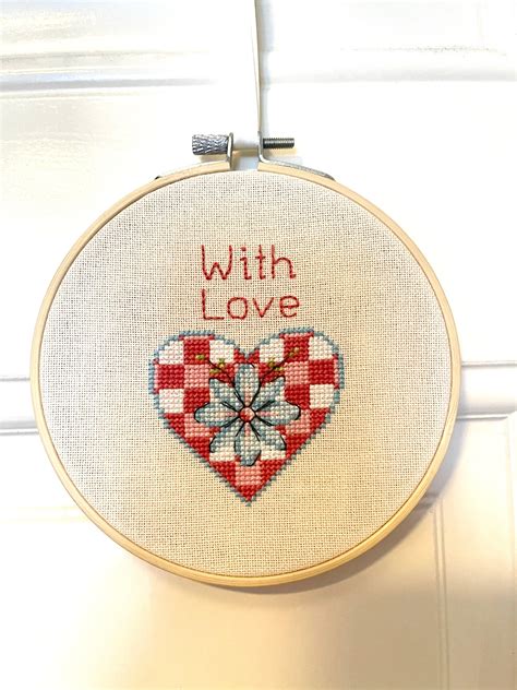 Completed Cross Stitch Wall Hanging With Love Etsy