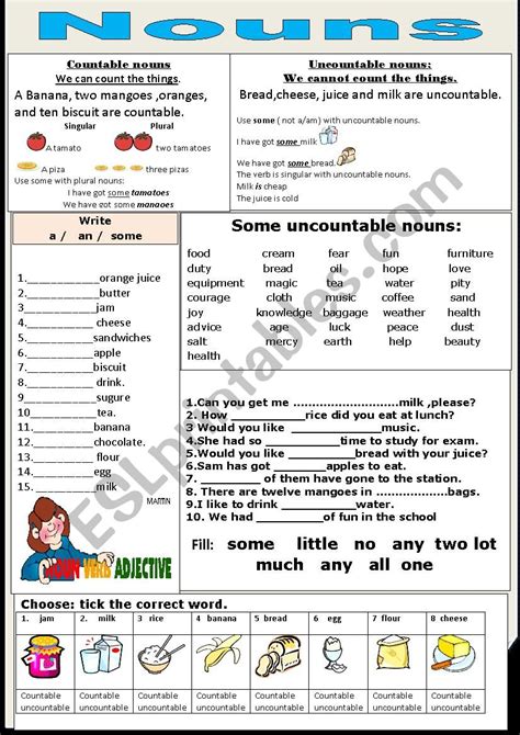 Countable And Uncountable Nouns Nouns Worksheet Uncountable Nouns Nouns