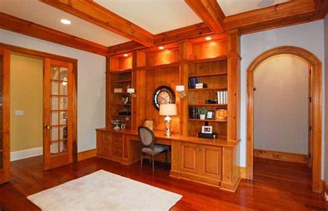 Craftsman Home Office With Exposed Beam