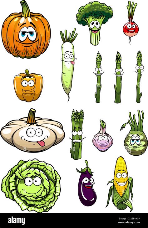 Happy Asparagus Vegetable Cartoon Character Hi Res Stock Photography