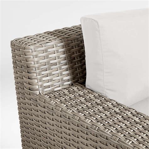 Abaco Resin Wicker 3 Piece L Shaped Outdoor Sectional Sofa With White Sand Sunbrella Cushions