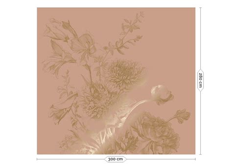 KEK Amsterdam Goud Engraved Bloemen Behang Nude MW 147 300x280cm