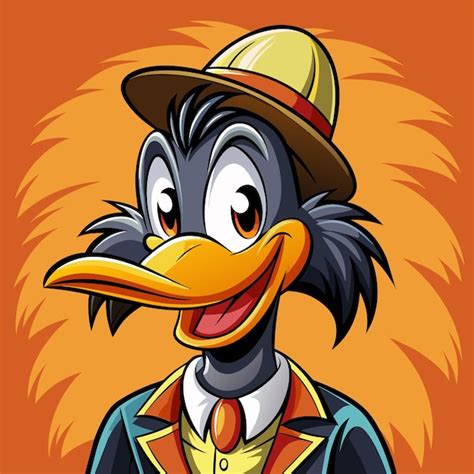 Premium Vector | A cartoon of a duck wearing a hat with a hat that says ...