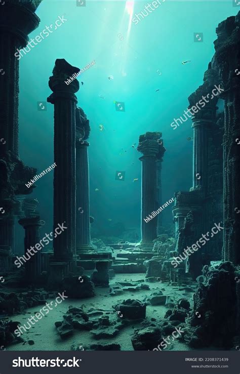 Atlantis Lost Underwater City 3d Illustration Stock Illustration ...