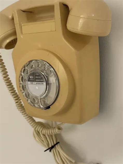 Vintage Gpo Wall Mounted Rotary Dial Telephone Ivory Colour