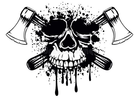 Skull With Crossed Axes Stock Vector Illustration Of Bone 74866029