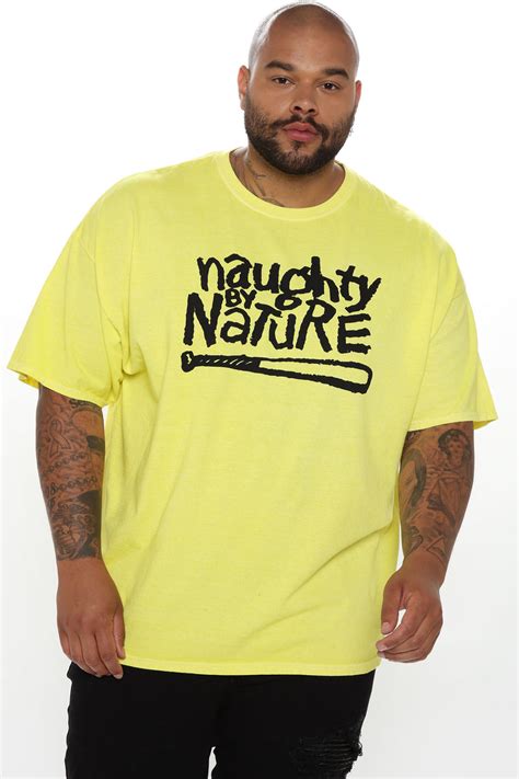 Classic Naughty By Nature Short Sleeve Tee Yellow Combo Fashion Nova Mens Graphic Tees