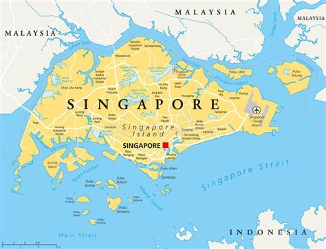 Mapa político de Singapur ilustración del vector Ilustración de isla