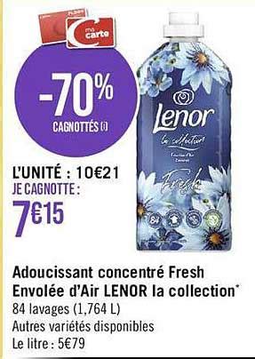 Promo Adoucissant Concentr Fresh Envol E D Air Lenor La Collection