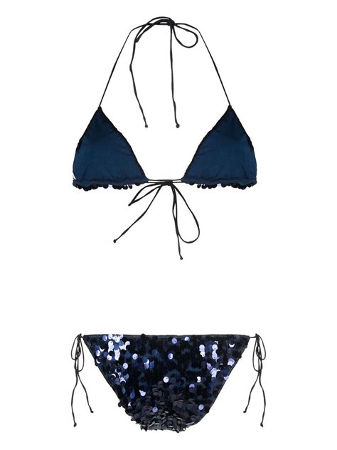 Oséree sequin embellished Triangle Bikini Set Farfetch