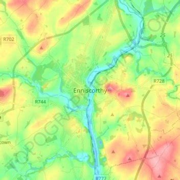 Enniscorthy topographic map, elevation, terrain