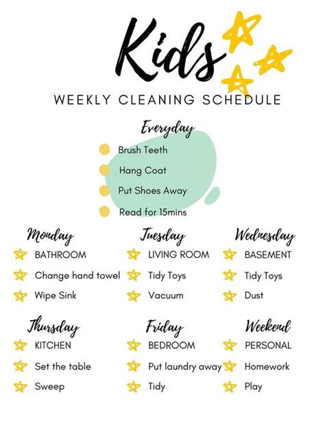 Weekly Cleaning Schedule, Kids Schedule, Cleaning Checklist, House ...