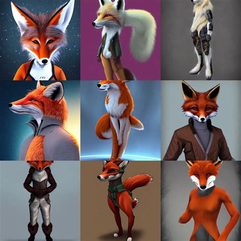 Krea Realistic Furry Anthro Fox Art Wearing Futuristic Clothing