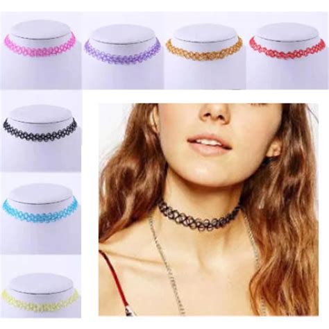 Aliexpress Buy Pcs Gothic Rainbow Choker Tattoo Necklace Set