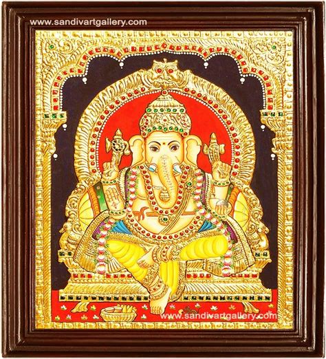 Sandiv Art Gallery Ganesh Tanjore Paintings 22 Carat Gold Foil Ganesh