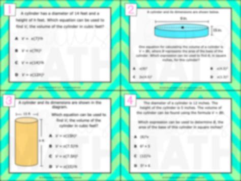 A Volume Of Cylinders Formula Staar Test Prep Teks Task Cards