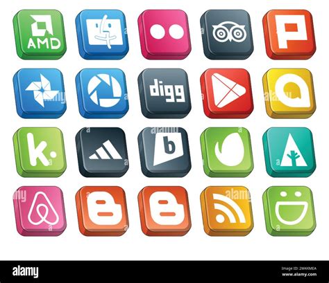 20 Social Media Icon Pack Including Air Bnb Envato Digg Brightkite