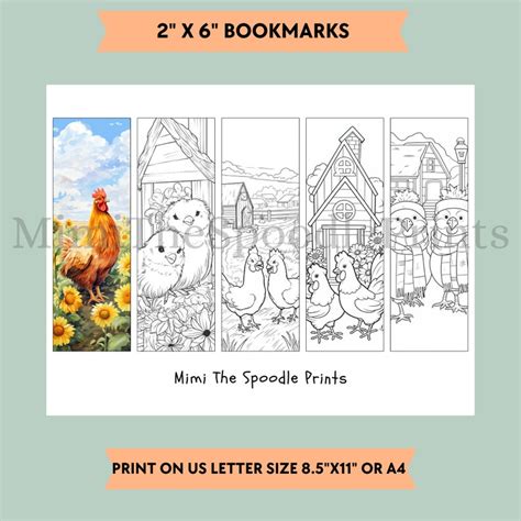 Chicken Coloring Bookmarks Printable For Chicken Lover Chicken