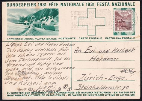 Schweiz Bundesfeierkarten 1931 Senn Mit Ziegen Platta Briefmarken World