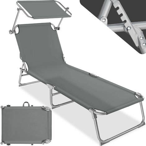 Sun Lounger Foldable Adjustable Sunshade And Step Backrest