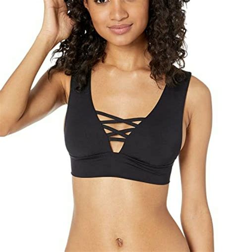 Billabong Womens Sol Searcher Plunge Bikini Top Black Pebble Medium