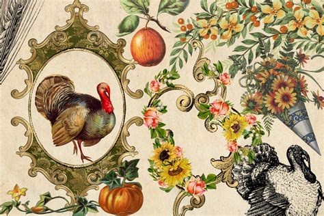 Vintage Thanksgiving Clipart By Digital Curio | TheHungryJPEG