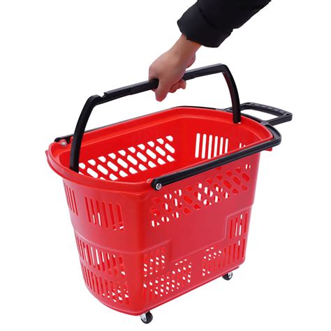 Trolley Rolling Shopping Baskets 6 Pcs Plastic 35l With Handles Shopping Carts Ebay