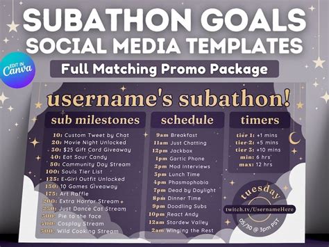 Dark Starry Night Sky Subathon Twitch Subathon Social Media Package