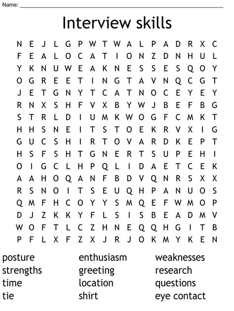 Interview Skills Word Search Wordmint