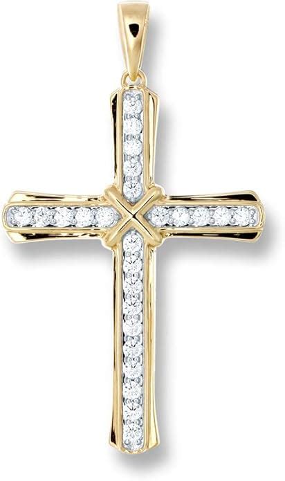 Amazon.com: TJC Jewelry 1/2 Cttw Diamond Cross Pendant in 10K Gold: Jewelry