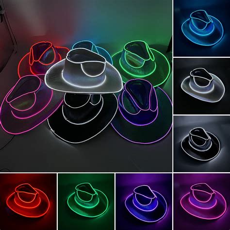 Wireless Disco Luminous Cowgirl Hat Colorful Led Glowing Light Bar Cap