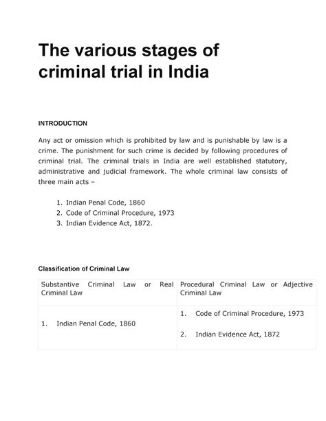 The various stages of criminal trial in India - The various stages of ...