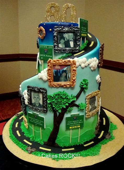 "Road of Life" 80th Birthday Cake - Decorated Cake by - CakesDecor