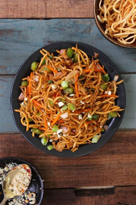 Chinese Bhel Recipe Crispy Noodle Chaat Fun Food Frolic