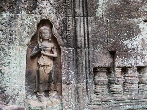 Stone Rock Carving Art at Ta Som Temple in Angkor Wat Complex, Siem ...