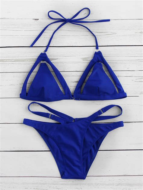 Cutout Detail Wrap Triangle Bikini Set Shein Sheinside Swimsuits