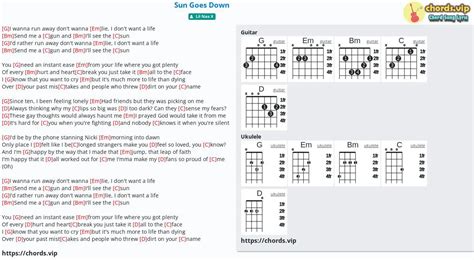 Chord Sun Goes Down Tab Song Lyric Sheet Guitar Ukulele Chordsvip