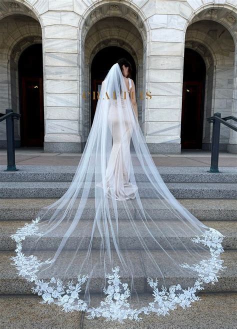 Cathedral Veil Wedding Veil Royal Veil Bridal Veil With Lace Floral