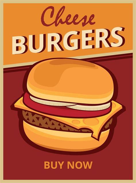 Chees Burger Poster Design Fast Food Shop Banner Design Vector